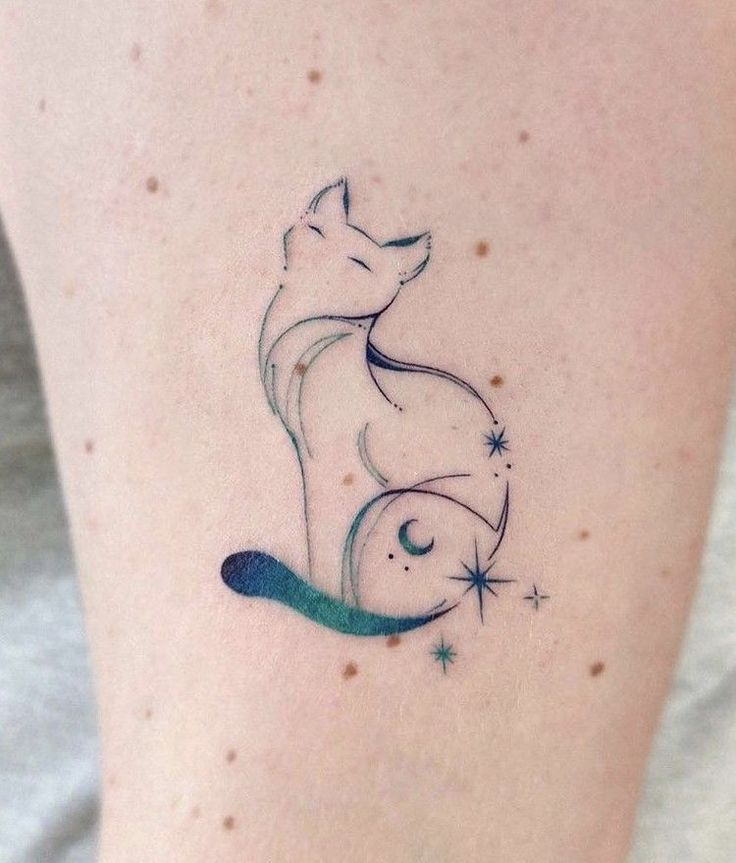 Tiny Walking Cat Tattoo