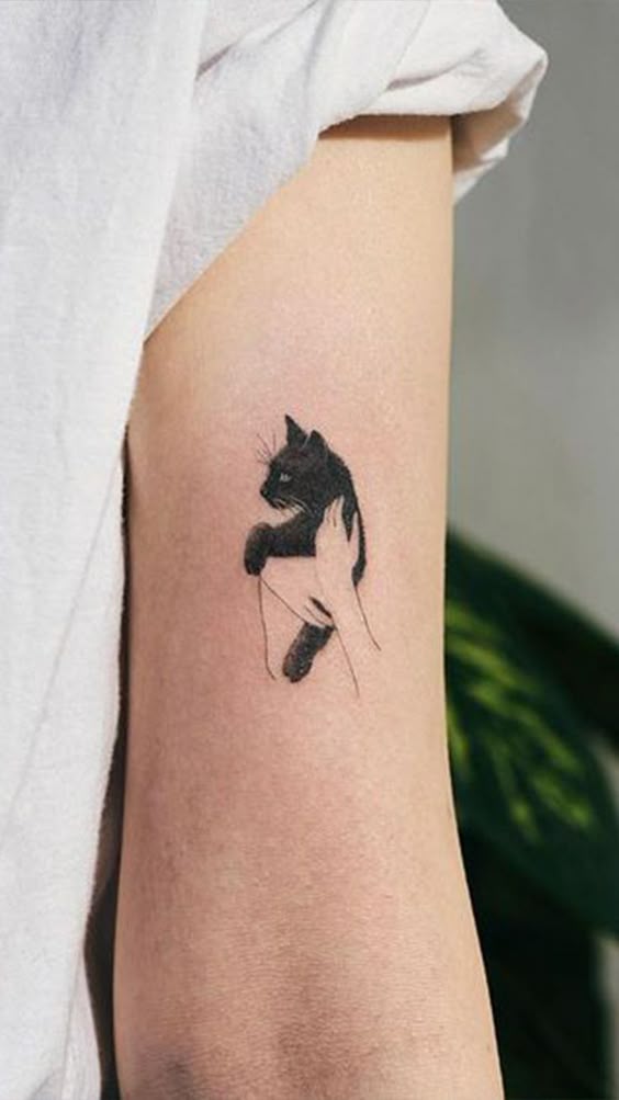 Variety of small and minimalist cat tattoo designs