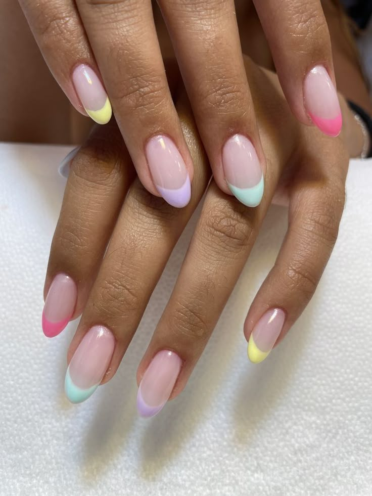 Pastel Rainbow Nails