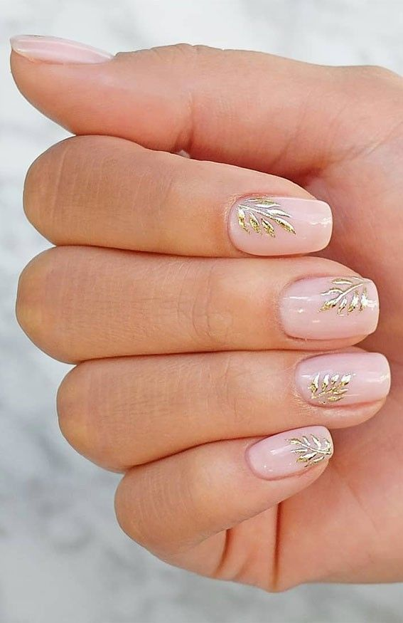 Pastel Nails with Gold Accents