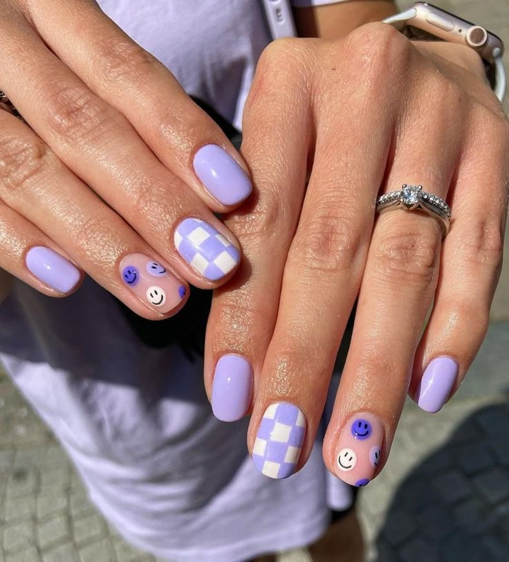Checkerboard Pastel Nails